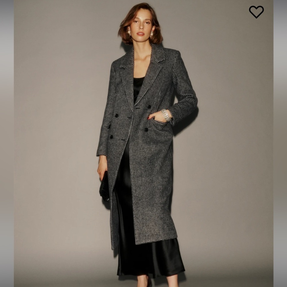 Reformation Baker Coat in Houndstooth, XS